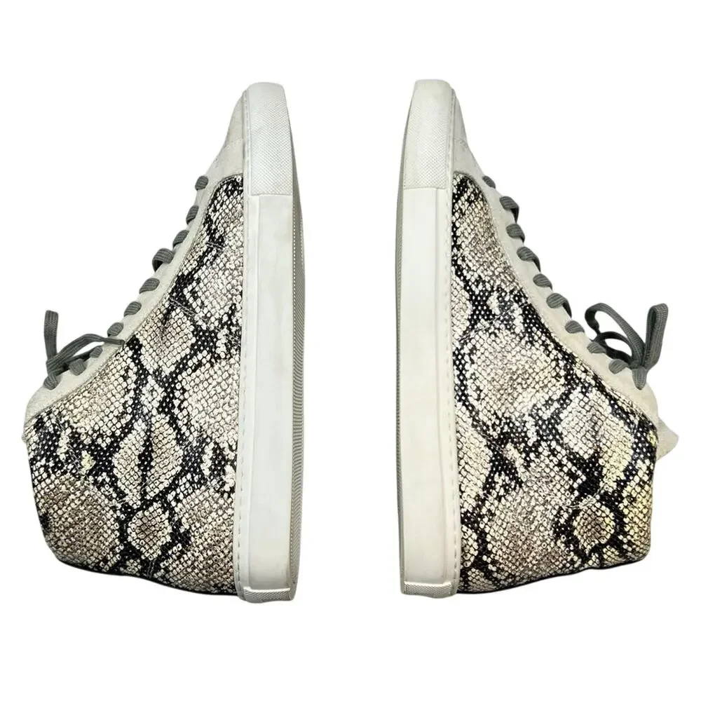 P448 Hightop Leather Sneaker Size 41 Italy Trainer Silver Python Snakeskin Print